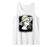 Indian Flag Woman Sun Hat Sunglasses Travel Tank Top