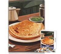 Indian Flatbread with Green Chutney Adult Jigsaw Puzzles1000 Pieces Fun Brain Training Learning Game Great Unique Surprise Present Size 50x75cm
