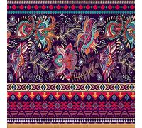 Indian Floral Upholstery Fabric by The Yard,Exotic Ethnic Tribal Reupholstery Fabric for Chairs,Boho Mandala Striped Waterproof Outdoor Fabric,1 Yard,(L92*W150cm) Red Purple