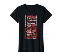 Indian Food Typography, Curry Naan Samosa Dosa India Design Value Graphic T-Shirt, Women, Black, M