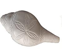 Indian GAYATRI Blowing Shankh for Pooja, Size: 4.5 to 5.5inches (12-13cm) | with Loud Echo Sound and Flower Design | Original Conch Shell for Pooja by Indian Collectible