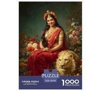 Indian Girl And Lion Jigsaw 1000 Pieces for Adults Challenge Toy Impossible Puzzle Educational Games Gifts 70x50cm/1000pcs