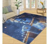 Indian Girl Area Rug, Goddess Rugs for Living Room, Starry Sky Bedroom Rug, Machine Washable Rugs for Sofa Kitchen Dining, Non-Slip Home Decor Carpet - 120x170 cm
