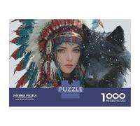 Indian Girl Jigsaw 1000 Pieces for Adults Jigsaw Puzzles Black Wolf Impossible Puzzle Educational Games Home Decoration 52x38cm/1000pcs