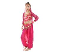 Indian Girls Dance Costume Set with Glitter Sequins Mesh Fabric for Belly Dance Performances Ideal for Children's Festivals Cultural Performances Combines Tradition Modern Style (9-10 Years)