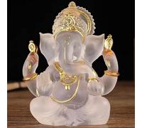 Indian God Lord Ganesha Statue, 5.51" Hindu Elephant God Statue Sculpture Transparent Resin, Hindu Gift, Home Temple Mandir Meditation Yoga Room Decor