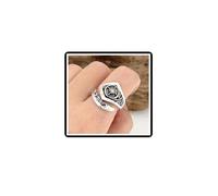 Indian God of Sun Ring Vintage Wide Star Knuckle Ring Punk Carving Flower Finger Joint Adjustable Stainless Steel Jewelry for Women Men