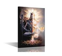 Indian God Wall Decorations for Living Room Shiva God Pictures for Bedroom 1 Piece Lord Shiva Canvas Wall Art Modern Artwork Home Decor Framed Gallery-wrapped Stretched Ready to Hang (12''Wx 18''H)