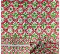 Indian Hand Block Print 60/60 Pink 100% Cotton Fabric by The Yard, Lightweight Floral Quilting & Sewing Fabric for Dressmaking, Upholstery & DIY Craft (RB-153- Pink, 3 Yard Pre Cut)
