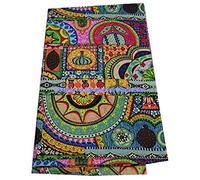 Indian Hand-Block Printed Jaipuri Print Tropical Paisley Floral Ethnic Sanganer Kurti Print Cotton Fabric (Multi Israel, 5 Yards)