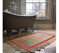 Indian Hand Woven Braided Scalloped Pattern Natural Jute Area Rug , Boho Eco Friendly Indoor Outdoor Area Rugs, Bedroom, Kitchen, Living Room, Doormat Rug Size - 4' x 12' Runner / 120 cm x 360 cm