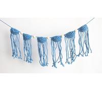 Indian Handmade Traditional Macrame Toran Cotton Thoranam Door Living Room Decor Bandanwar Home Valance Decorations Window Hanging Bohemian Wall Ethnic Decorative Vintage Blue Small