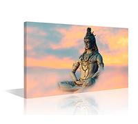 Indian Home Decor Shiva Lord Wall Paintings Deity of Hinduism Canvas Wall Art Hindu Wall Decorations for Living Room 1 Panel Contemporary Artwork Framed and Stretched Ready to Hang (16''Wx 24''H)