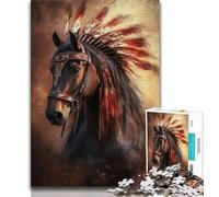 Indian Horse Adult Jigsaw Puzzles 1000 Pieces,Staycation Kill Time Every Piece Is Unique - Challenging Family Fun Game 50x75cm