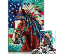 Indian Horse Adult Jigsaws 1000 Pieces Difficult,Decompressing Intellectual Educational Toy Suitable for Desktop Decoration (38x26cm)