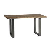 Indian Hub Baltic Live Edge Dining Table - Metal/Acacia Solid Wood - L85 x W150 x H76 cm in Brown Indian Hub Brown