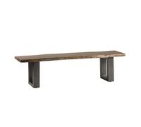 Indian Hub Baltic Live Edge Large Bench - Metal/Acacia Solid Wood - L40 x W175 x H45 cm in Brown Indian Hub Brown