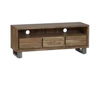 Indian Hub Baltic Live Edge Media Unit - Metal/Acacia Solid Wood - L40 x W140 x H45 cm in Brown Indian Hub Brown