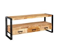 Indian Hub Cosmo Industrial Large Plasma Stand - Solid Mango Wood - L45 x W150 x H60 cm in Brown Indian Hub Brown