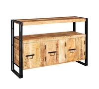 Indian Hub Cosmo Industrial Sideboard - Solid Mango Wood - L43 x W135 x H90 cm in Brown Indian Hub Brown