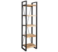 Indian Hub Cosmo Industrial Slim Open Bookcase - Solid Mango Wood - L40 x W55 x H200 cm in Brown Indian Hub Brown