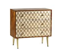 Indian Hub Edison 4 Drawer Chest - Solid Mango Wood - L40 x W85 x H80 cm in Brown Indian Hub Brown