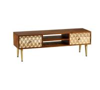Indian Hub Edison Large Plasma TV Stand - Solid Mango Wood - L40 x W140 x H45 cm in Brown Indian Hub Brown