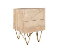 Indian Hub Light Gold 2 Drawer Side Table - Solid Mango Wood - L40 x W45 x H60 cm in Brown Indian Hub Brown