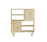 Indian Hub Light Gold Display Cabinet - Solid Mango Wood - L40 x W120 x H135 cm in Brown Indian Hub Brown