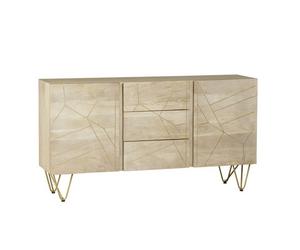 Indian Hub Light Gold Extra Large Sideboard 3 Drawers & 2 Doors - Solid Mango Wood - L40 x W160 x H85 cm in Brown Indian Hub Brown