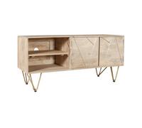 Indian Hub Light Gold Plasma Media Unit - Solid Mango Wood - L45 x W140 x H60 cm in Brown Indian Hub Brown