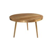 Indian Hub Light Gold Round Coffee Table - Solid Mango Wood - L80 x W80 x H45 cm in Brown Indian Hub Brown