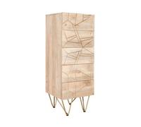 Indian Hub Light Gold Tall Chest of Drawers - Solid Mango Wood - L40 x W45 x H120 cm in Brown Indian Hub Brown