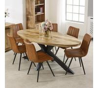 Indian Hub Surrey Oval Dining Table 6-8 Seater - Solid Mango Wood/Metal in Brown Indian Hub Brown
