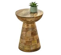 Indian Hub Surrey Round Side Table Mushroom Style - Mango Wood L36 x W36 x H46cm in Brown Indian Hub Brown