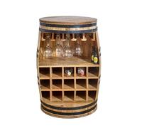 Indian Hub Surrey Solid Dark Barrel Wine Sideboard - Solid Mango Wood in Brown Indian Hub Brown