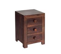 Indian Hub Toko Dark Mango 3 Drawer Bedside - Solid Mango Wood - L40xW42xH62cm in Brown Indian Hub Brown