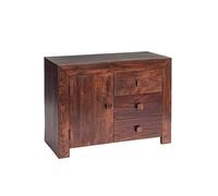 Indian Hub Toko Dark Mango 3 Drawer Sideboard - Solid Mango Wood - L45xW88xH75 cm in Brown Indian Hub Brown