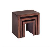 Indian Hub Toko Dark Mango Nest of 3 Tables - Solid Mango Wood - L30xW46xH46 cm in Brown Indian Hub Brown