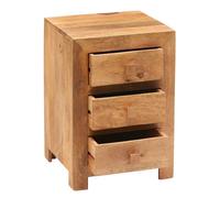 Indian Hub Toko Light Mango 3 Drawer Bedside - Solid Mango Wood - L40xW42xH62 cm in Brown Indian Hub Brown