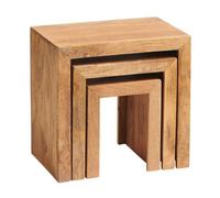 Indian Hub Toko Light Mango Nest of 3 Tables - Solid Mango Wood - L30xW46xH46 cm in Brown Indian Hub Brown