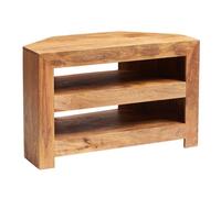 Indian Hub Toko Light Mango Open Corner TV Unit - L54 x W100 x H65 cm in Brown Indian Hub Brown