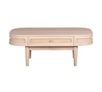 Indian Hub Valencia 1 Drawer Coffee Table - Cane & Mango Wood - L55xW115xH45 cm in Light Sand Indian Hub Light Sand