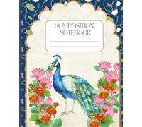 Indian-Inspired Wide Ruled Notebook for School, Journaling & Note Taking: 7.5 x 9.75 Inches | 100 Pages | Aesthetic Peacock Design Notebook for Students, Writers & Gifts