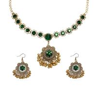 Indian Jewelry Sets for Women,Oxidized Temple Jewelry,Bollywood Style Flower Ball Pendant Necklace,Jhumka Flower Ball Dangle Earrings,Dainty Wedding Jewelry,Ethnic Traditional Bridal Gifts for Women