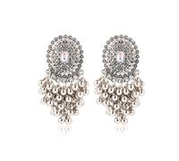 Indian Jhumka Earrings Silver Chandelier Earrings Boho Vintage Beaded Earing Indian Jewellery Wedding Party Prom Accessories
