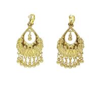 Indian Jhumka Jhumki Statement Clip On Earring Boho Ethnic for Women Bollywood Traditional Gypsy Bohemian Gold Small Balls Tassel Dangle Drop Festival Holiday Party Vintage Non Pierced Jewelry