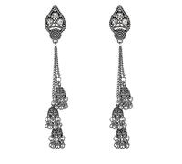 Indian Jhumka Long Tassel Earrings for Women Girls Retro Exaggerated Ethnic Beaded Crystal Statement Traditional Bohemian Jhumki Earring Festival Wedding Birthday Bollywood Jewelry Gift