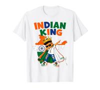 Indian King India Flag Dabbing Boy Heritage Pride Value Graphic T-Shirt, Men, White, M