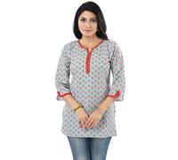 Indian Kurtis for Women: Premium Ethnic Tops - Stylish Tunics for Casual, Party & Festive Wear DKS18FBA Indians Thread and Sequine Work Viscose Blend Blue Graphic for Women Casual (Numeric_20) Blue